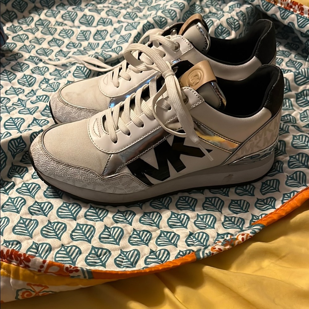 Michael Kors Cream and Silver Athletic Shoes